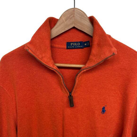 Polo Ralph Lauren Men’s Orange Quarter Zip Sweater (Size M) - Picture 3 of 6